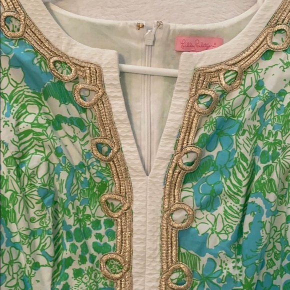 Lilly Pulitzer green lion panda print shift dress - Picture 3 of 5